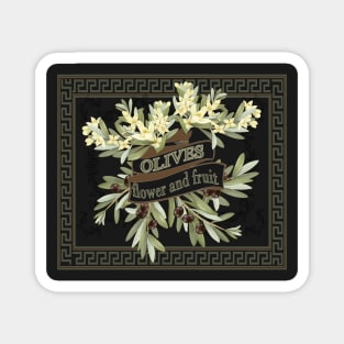 Olives- Blossoms and Fruits in a Vintage Setting Magnet