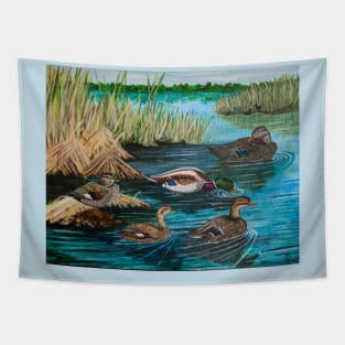 Lake Tranquility Ducks Tapestry