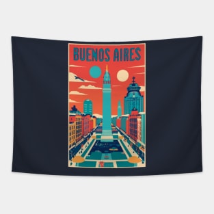 A Vintage Travel Art of Buenos Aires - Argentina Tapestry