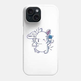 Kawaii Cute fan bunny saying "I'm a huge fan" pun Phone Case