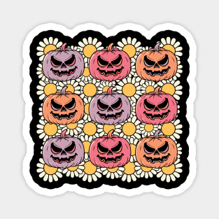 Funny Hippie Flower Pumpkin Halloween Gift Magnet