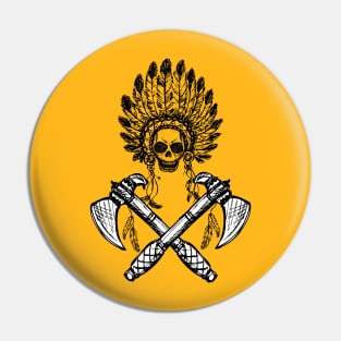 Scary Skull with tomahawks Pin