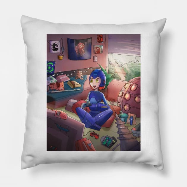 gamer girl Pillow by Angeldrawzs