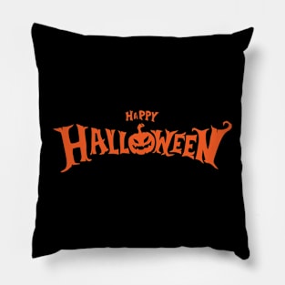 Happy Halloween pumpkin carving text Pillow