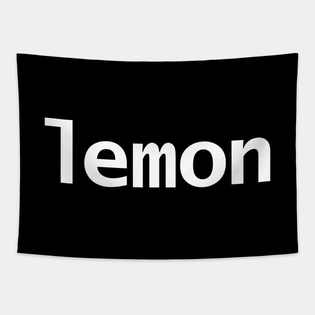 Lemon Minimal Food Typography White Text Tapestry by ellenhenryart