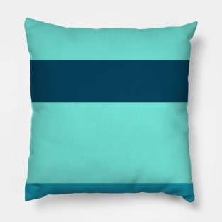 A prime arrangement of Ice, Tiffany Blue, Water Blue and Midnight Green (Eagle Green) stripes. Pillow