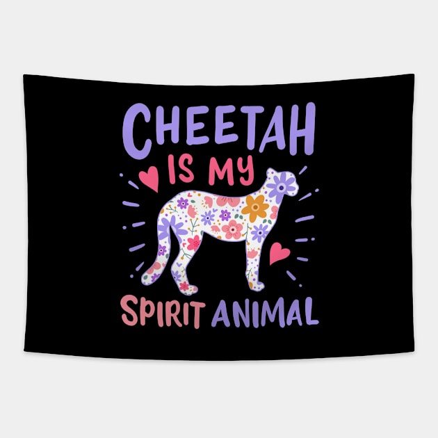 Cheetah Spirit Animal Tapestry by KAWAIITEE