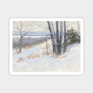 Snowy Meadow Oil on Canvas Magnet