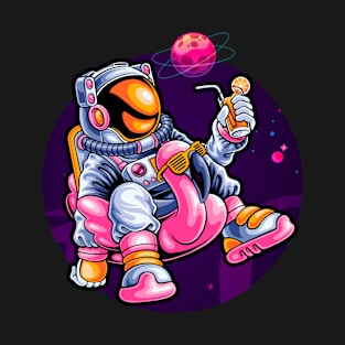 Relaxing astronaut on space T-Shirt