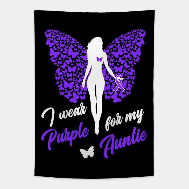 I Wear Purple For My Auntie Support Awareness Tapestry by ZNOVANNA