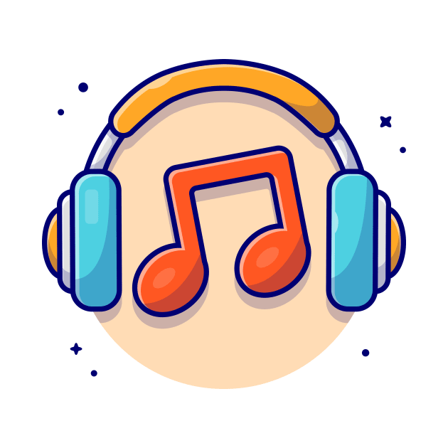 Music Notes Icon with Headphones Music Cartoon Vector Icon Illustration by Catalyst Labs