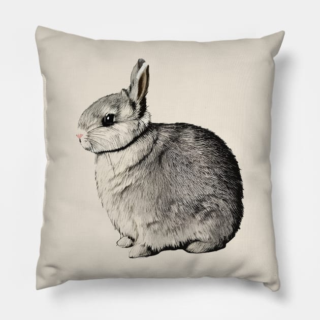 Vintage Rabbit Chubby Furry Pet Bunny Mom Pillow by wigobun