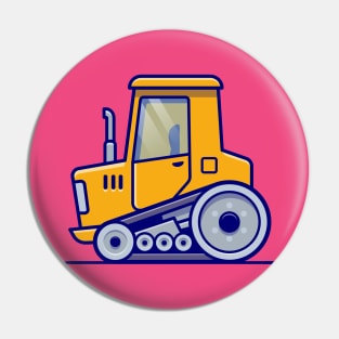 Tractor Vehicle Cartoon Illustration Pin