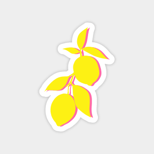 Silhouette Citrus Lemon Fruit Pattern Yellow and Pink Magnet