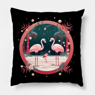 Flamingo Flock Sunset, Xmas,  Love Flamingos Pillow