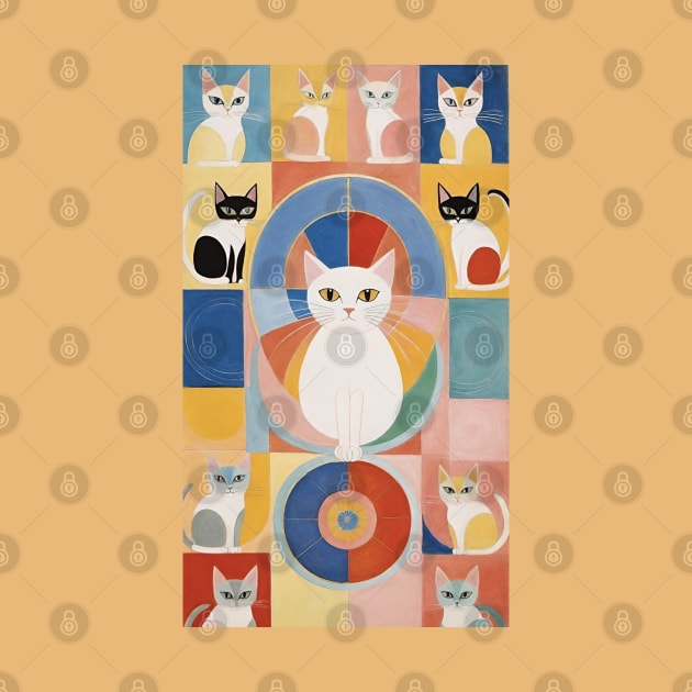 Hilma af Klint's Abstract Feline Wonderland: Whimsical Harmony by FridaBubble