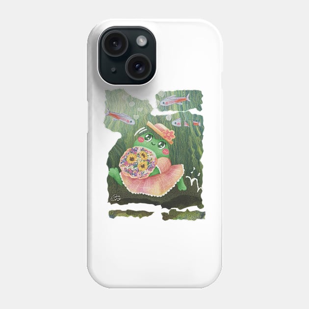 A Cute Frog with Neon Tetra Phone Case by Sara Spring