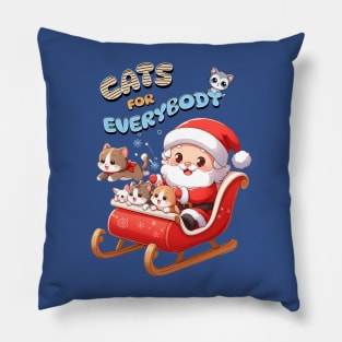 Cats for everybody on Santas sleigh Pillow