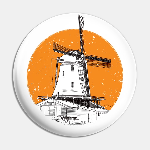 Windmill in orange circle Pin by StefanAlfonso