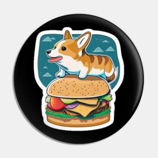 Corgi on a Burger Pin