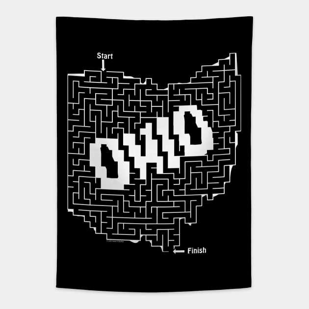 Ohio Maze White Tapestry by Barthol Graphics