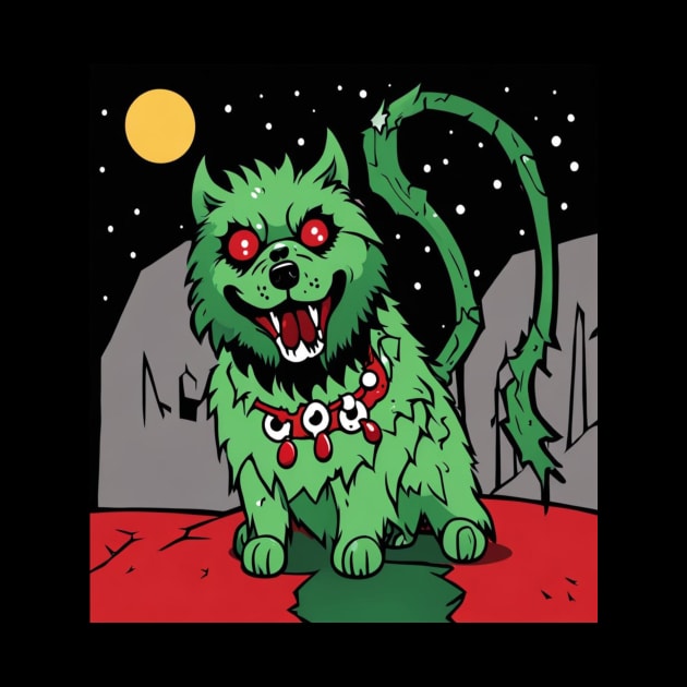 Christmas zombie Pomeranian demon dog by Catbrat