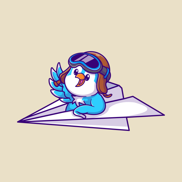 Cute Bird Riding Paper Airplane Cartoon by Catalyst Labs