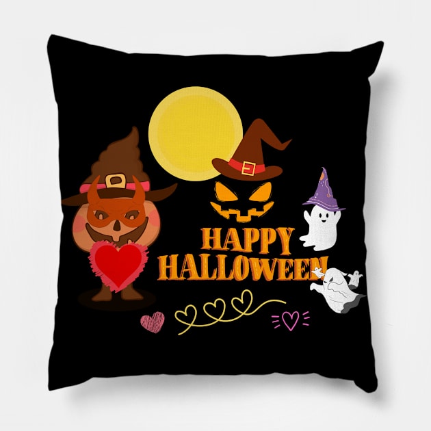 Happy Halloween T-shirt Pillow by DakhaShop