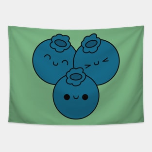 Cute Blueberries - Kawaii Blueberries Tapestry