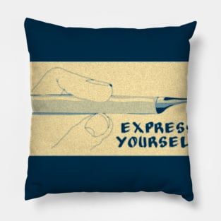 Express yourself blue aged version Pillow