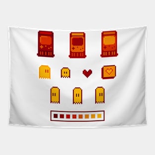 Retro Arcade Ghost Orange Tapestry