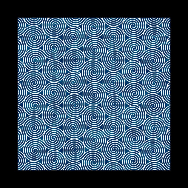 Spiral Illusion Pattern white & Blue by MONMON-75