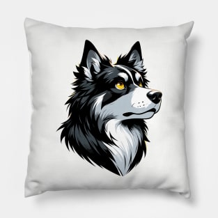 Stunning and Cool Australian Kelpie Monochrome and Gold Portrait for Father's Day Pillow