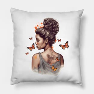 Afro Woman with Butterflies #2 Pillow