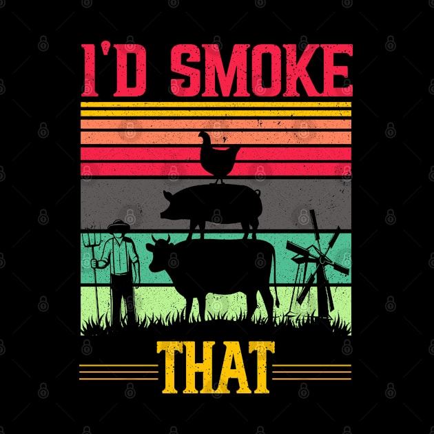 I'd Smoke That Retro Vintage,FUNNY BBQ GRILLING SAYING by happy6fox