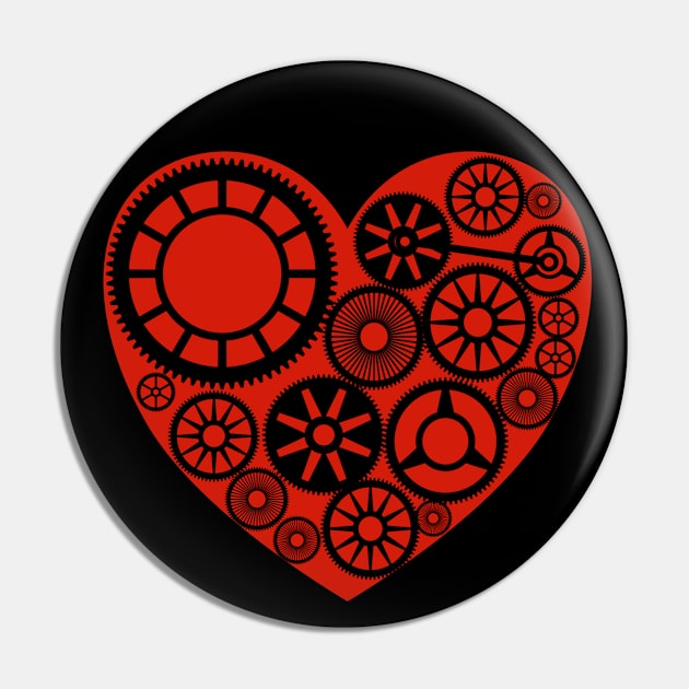 Heart Wheel Gears Engineer Pin by Miozoto_Design