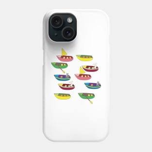 colorful boats with bunnies and cats Phone Case