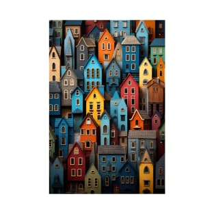 Vibrant Colourful Houses - Artistic Design T-Shirt