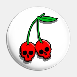 cherry skulls on blue gingham Pin