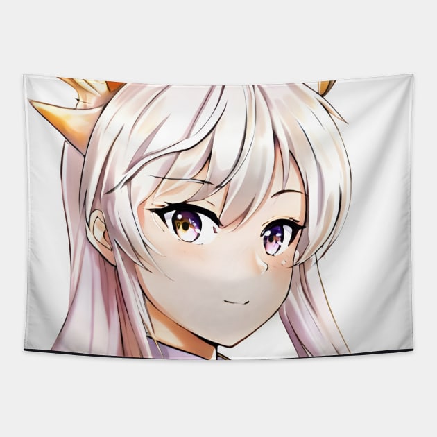 White Hair Anime Girl Tapestry by animegirlnft