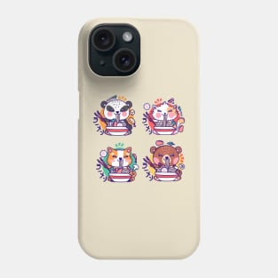 Cute Animals Eat Ramen Kawaii - Packs Phone Case