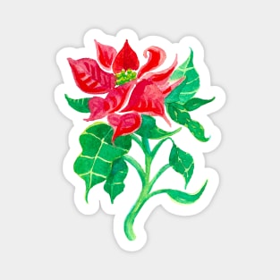 Christmas Poinsettia Flower Watercolor Magnet