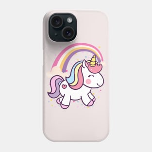 Cute Unicorn With Rainbow and Little Flowers Phone Case