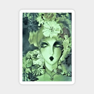 green face deco art collage poster 70s Magnet