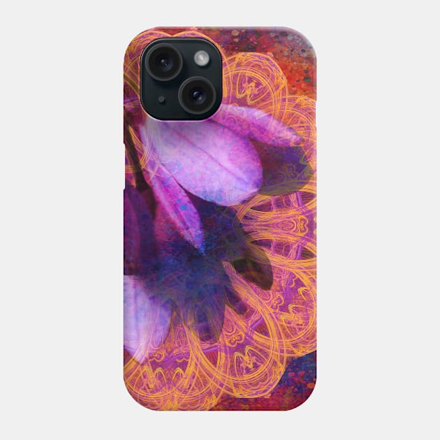 Grunge blue bells and lace mandala Phone Case by hereswendy