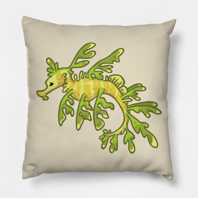 Leafy Seadragon Pillow by bytesizetreasure