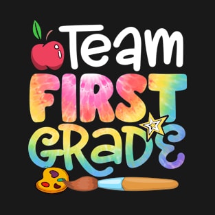 Team First Grade Tie Dye Funny Back To School Teacher Boys Girls Kids T-Shirt
