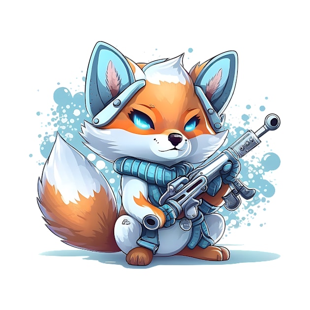 Armored Funny Snow Fox Holding a Riffle by WalldeMar