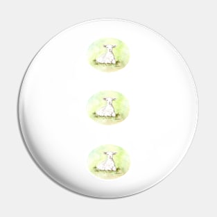 Lamb in the grass, oval shape Pin