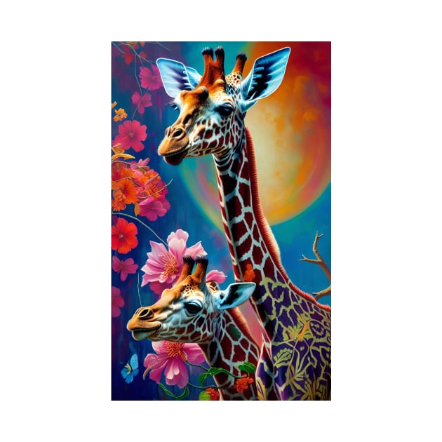 Giraffe Colorful Floral Flower by ShopSunday